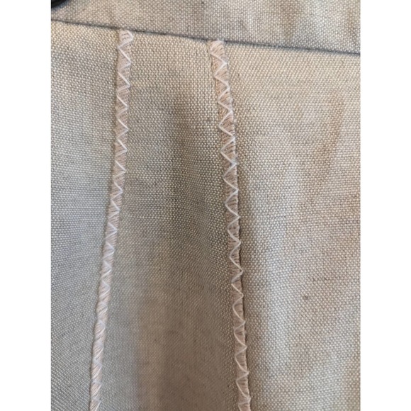 Harve Bernard Oatmeal Linen Aline Midi Skirt, Pink Stitching, Size 10P - Picture 4 of 5